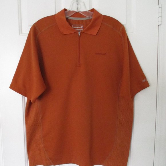 Merrell Opti-Wick UPF 50+ Mens S/S Burnt Orange Polo Shirt - Large - Picture 2 of 2